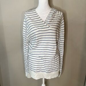 Vineyard Vines Blue & White Striped V-Neck Hoodie Size Small